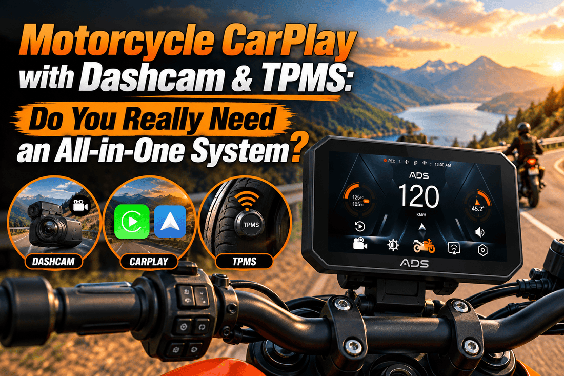 Motorcycle CarPlay with Dashcam & TPMS | All-in-One Bike System - ADS Shop