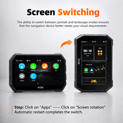 ADS Rover Mini – 5-Inch Wireless CarPlay & Android Auto Smart Display for Motorcycles - ADS Shop